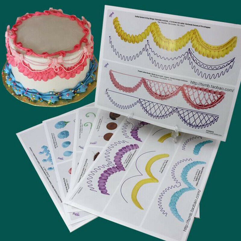 23pcs/set Cake Icing Piping DIY Practice Drawing Board Template Paper Dec.l8