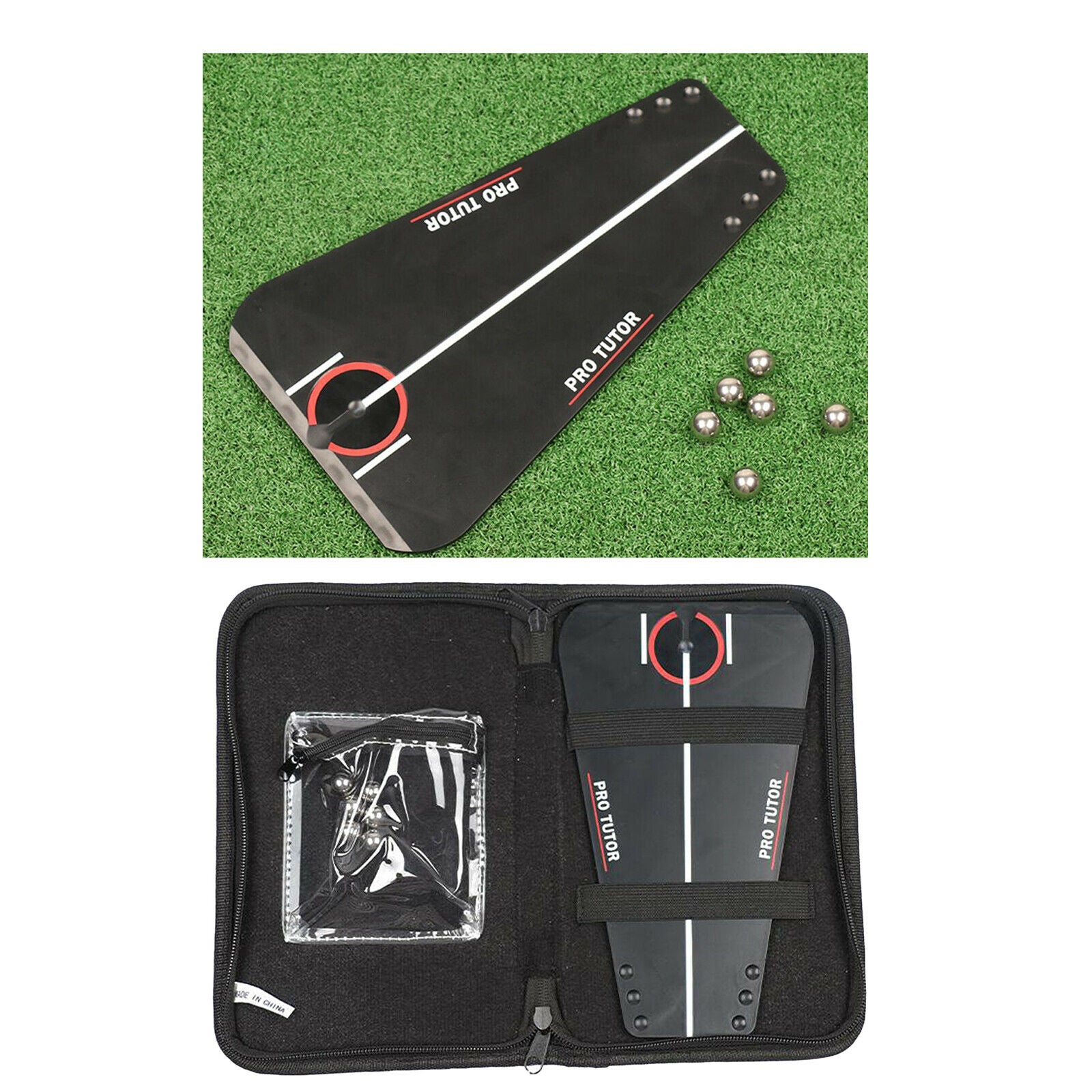 Golf Putting Aid Swing Trainer with Carry Bag Indoor Outdoor Putting Tutor