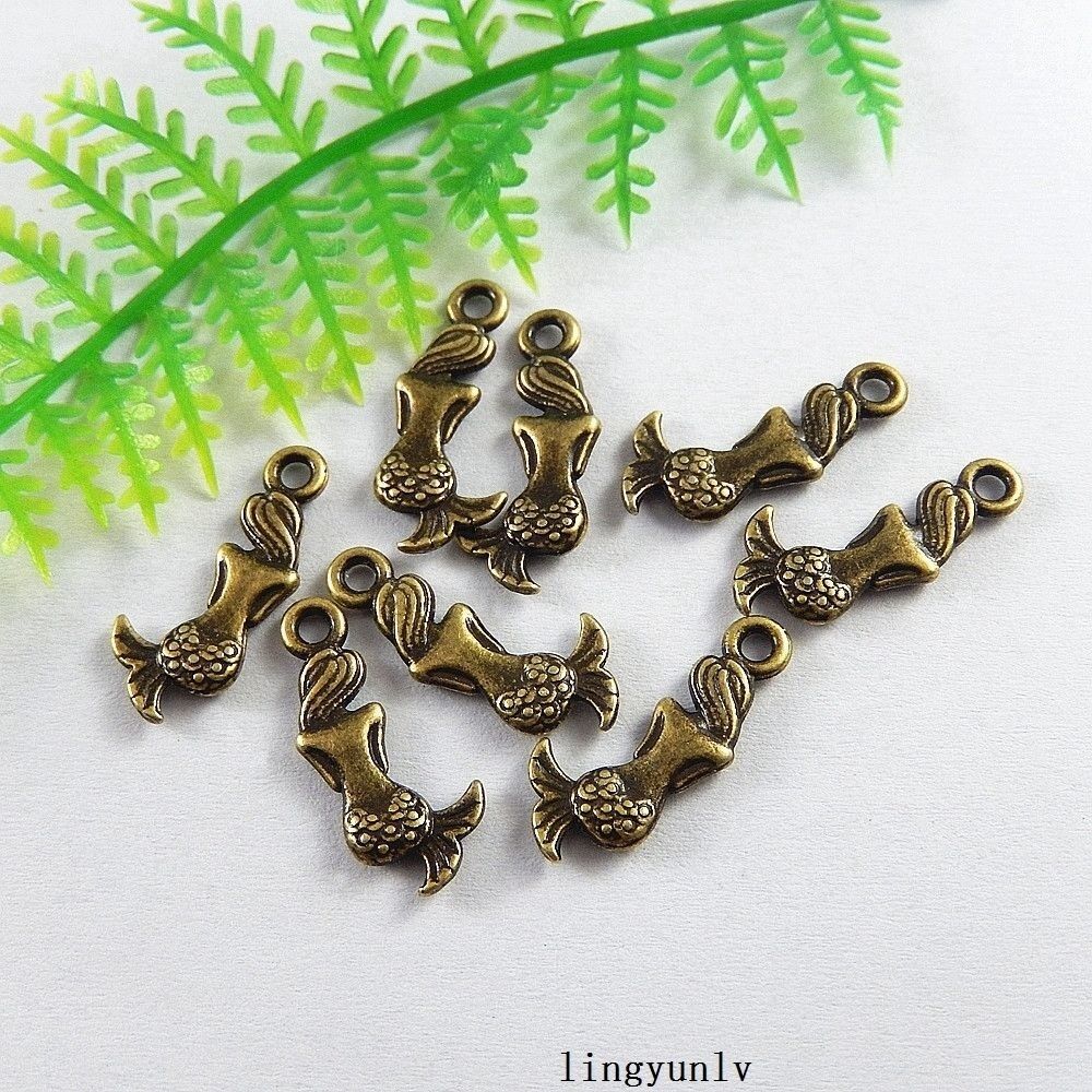 50pcs Antiqued Bronze Alloy Mermaid Charms Pendant Crafts Jewelry Making 51227