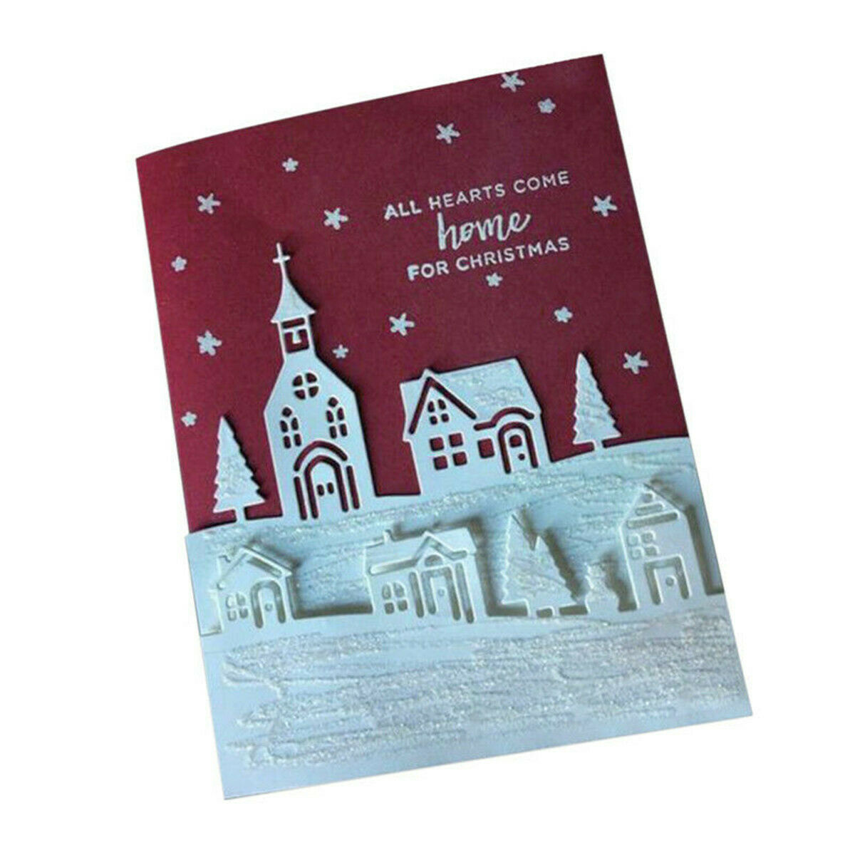 6Pc/Set Christmas Hometown Greetings Metal Cutting Dies Decor DIY Craft 195*82MM
