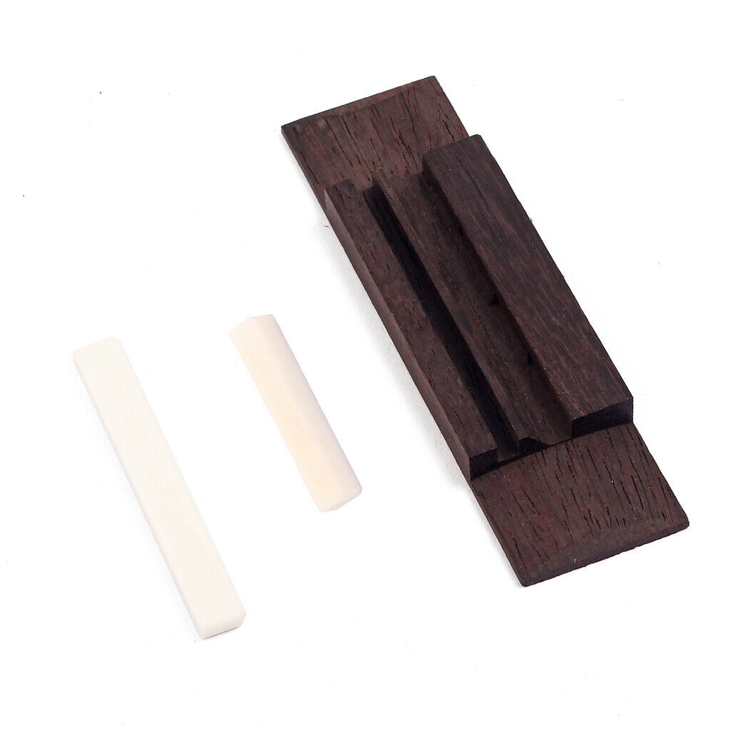 2 Pieces Rosewood Bridge With Bone Saddle and nut for 3 String CIGAR Guitar