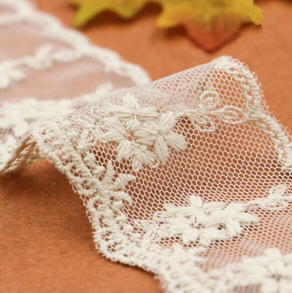 5 Yards embroidery flower Lace Ribbon Fit home decoration Trim Sewing 4.8cm