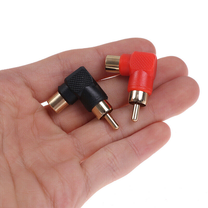 1Pair 90 Degree RCA Right Angle Connector Plug Adapters M/F Elbow Aud.l8