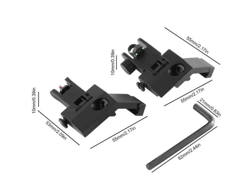 Front Rear Flip Up 45 Degree Offset Rapid Transition Backup Iron Sight-Black
