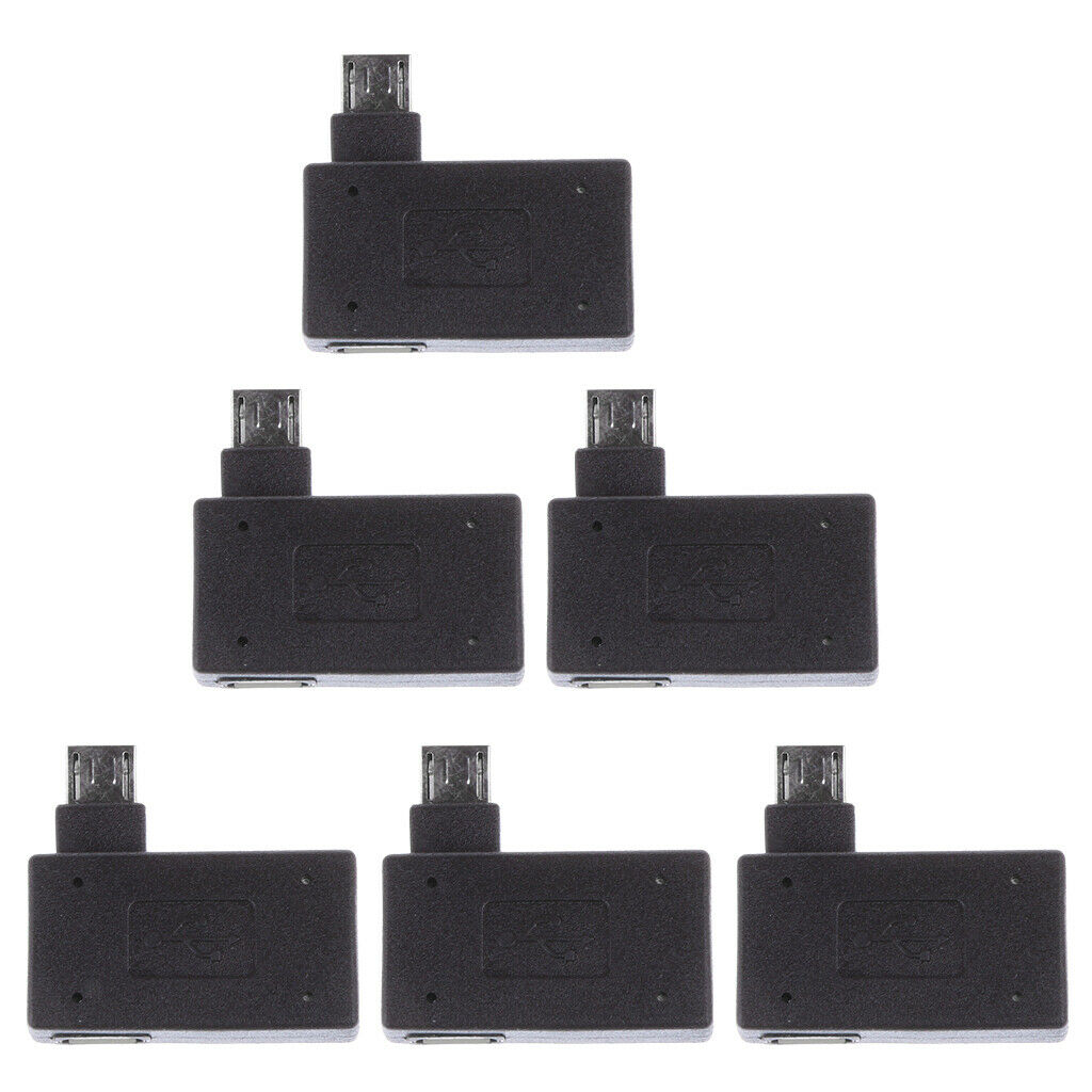 6x Micro USB 2.0 OTG Converter Connector Adapter Left Angled for Cellphone