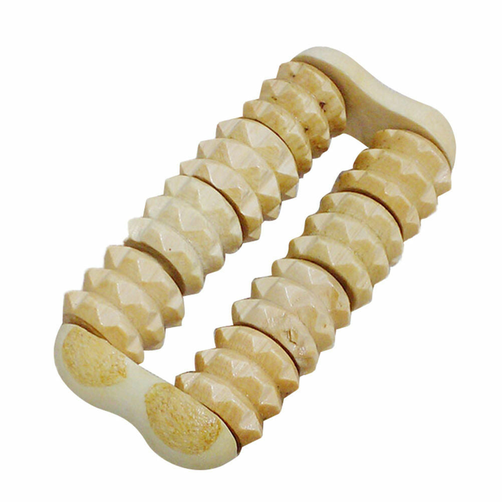 2X NEW Raw Wood Roller Hand Massager Stress Relief Health Relax_DD