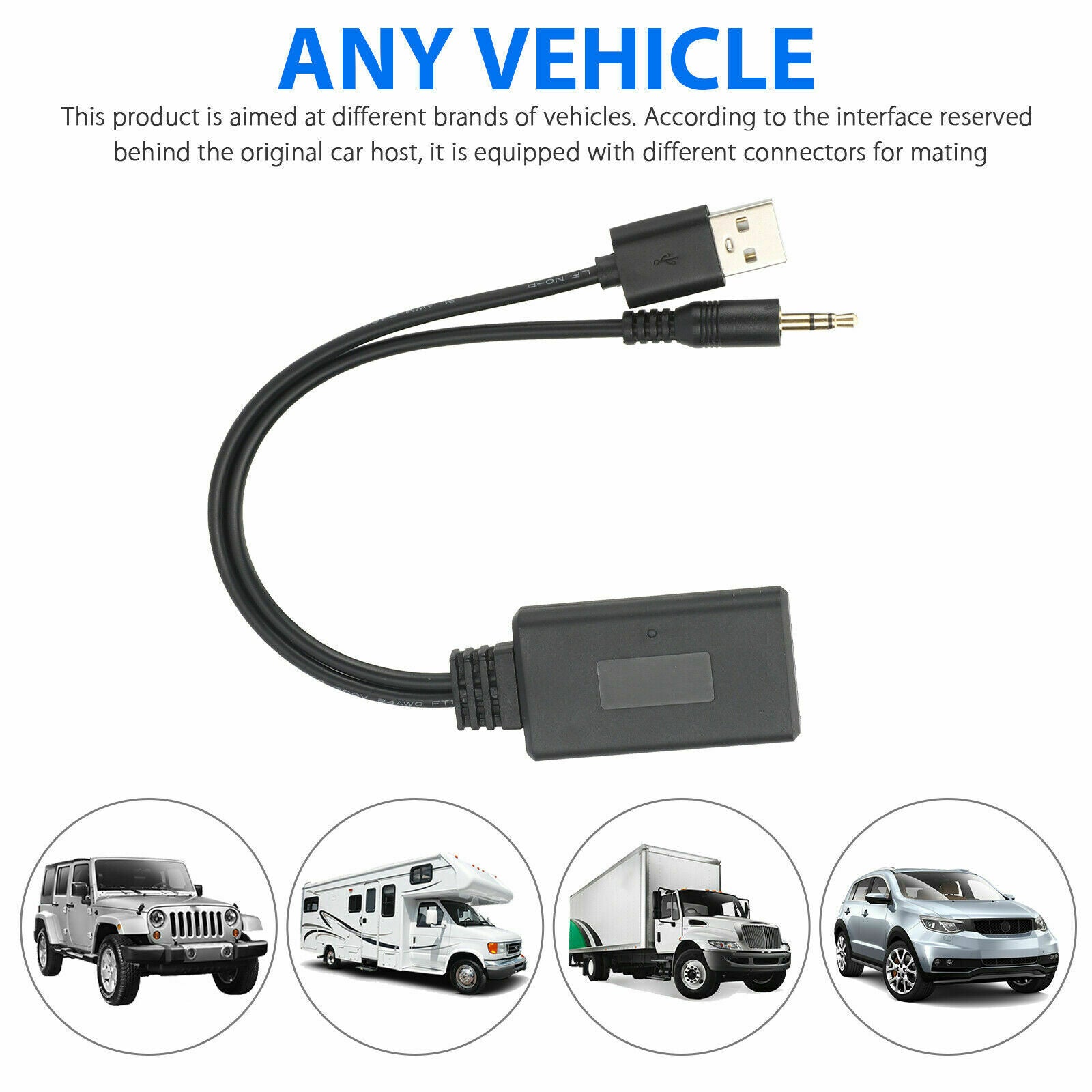 Bluetooth 5.0 Receiver Adapter USB + 3.5mm Jack Stereo Audio For Car AUX Speaker