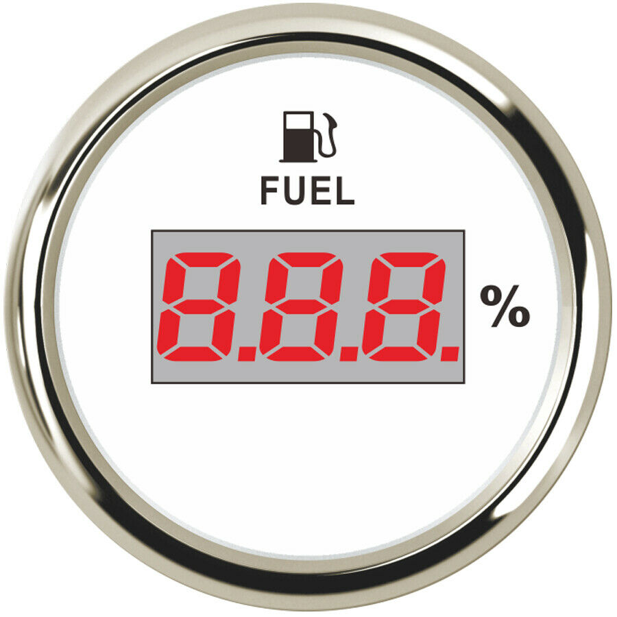 White 52MM Digital Fuel Level Meter Gauge 10-180 ohms 9-32V For Car Truck Marine