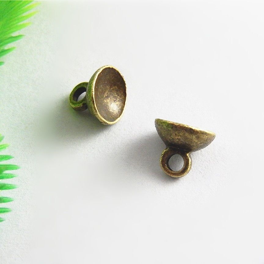 40 pcs Antiqued Bronze Mini Cap Bail Charm Pendant Jewelry Crafts Alloy 8x8mm