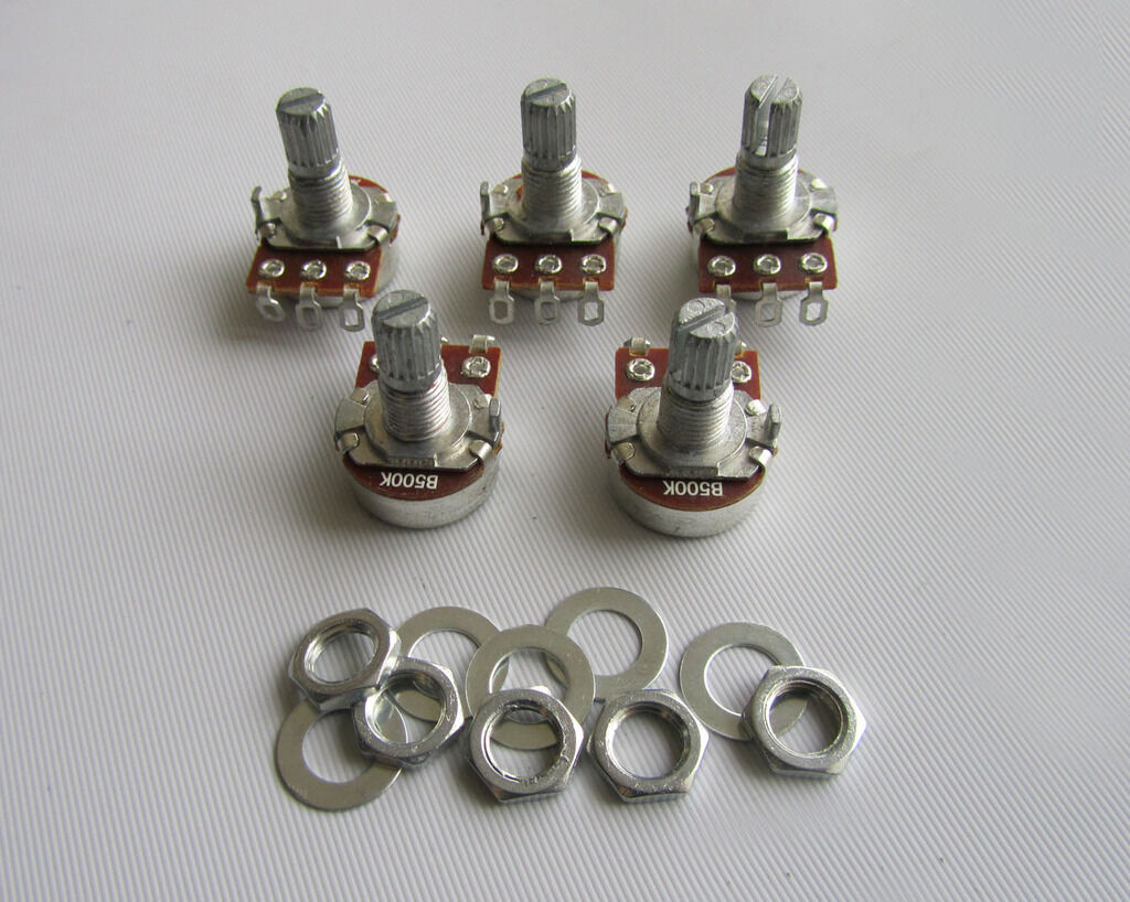5x Linear 500K Guitar Mini Pots Short Split Shaft Potentiometers B500K
