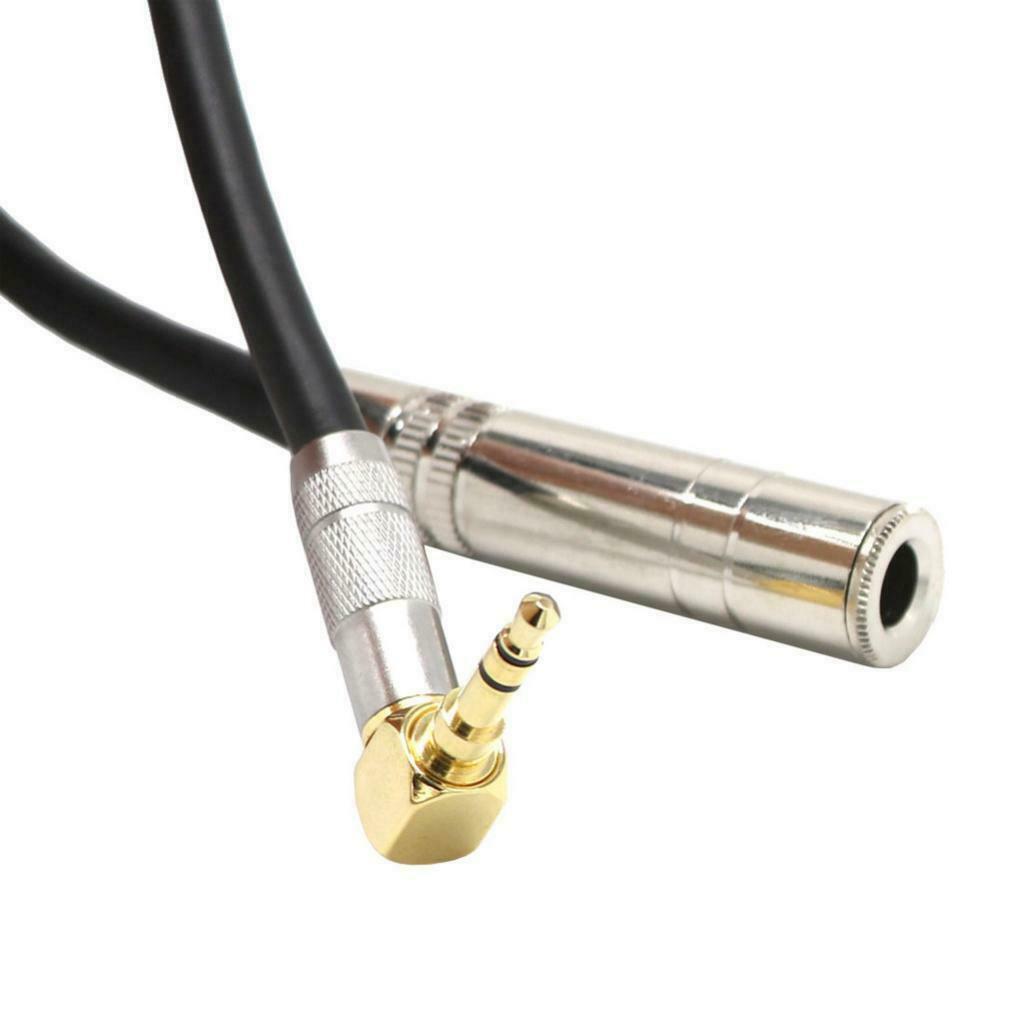 90 Degree 3.5mm Male to 6.35 Female Stereo Audio Extension Cable Cord Earphone