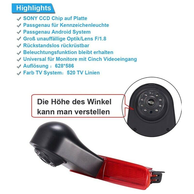 Car Waterproof High Brake Light Reversing Camera Rear View Camera for T5 T6 CaE5