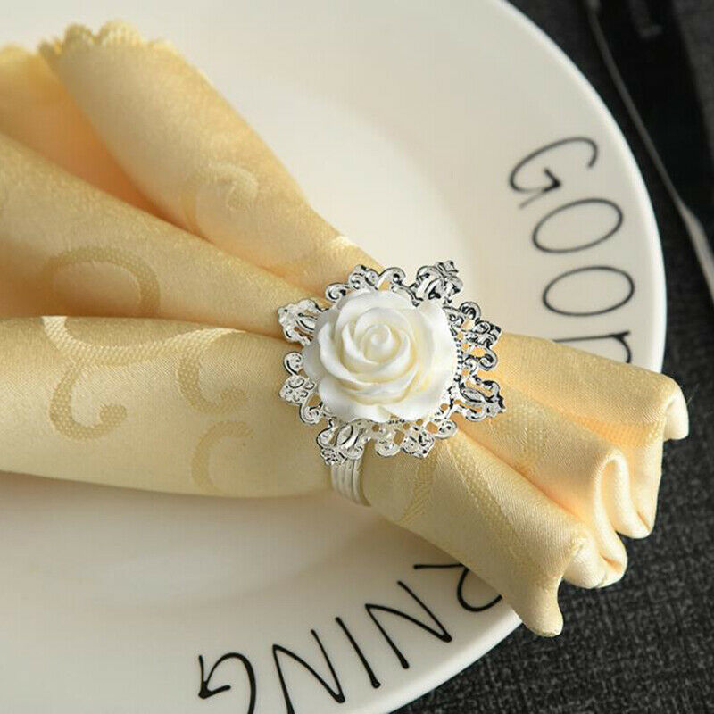 4Pcs/lot Wedding Rose Flower Napkin Buckle Napkin Rings Rose Flower Dinne.l8
