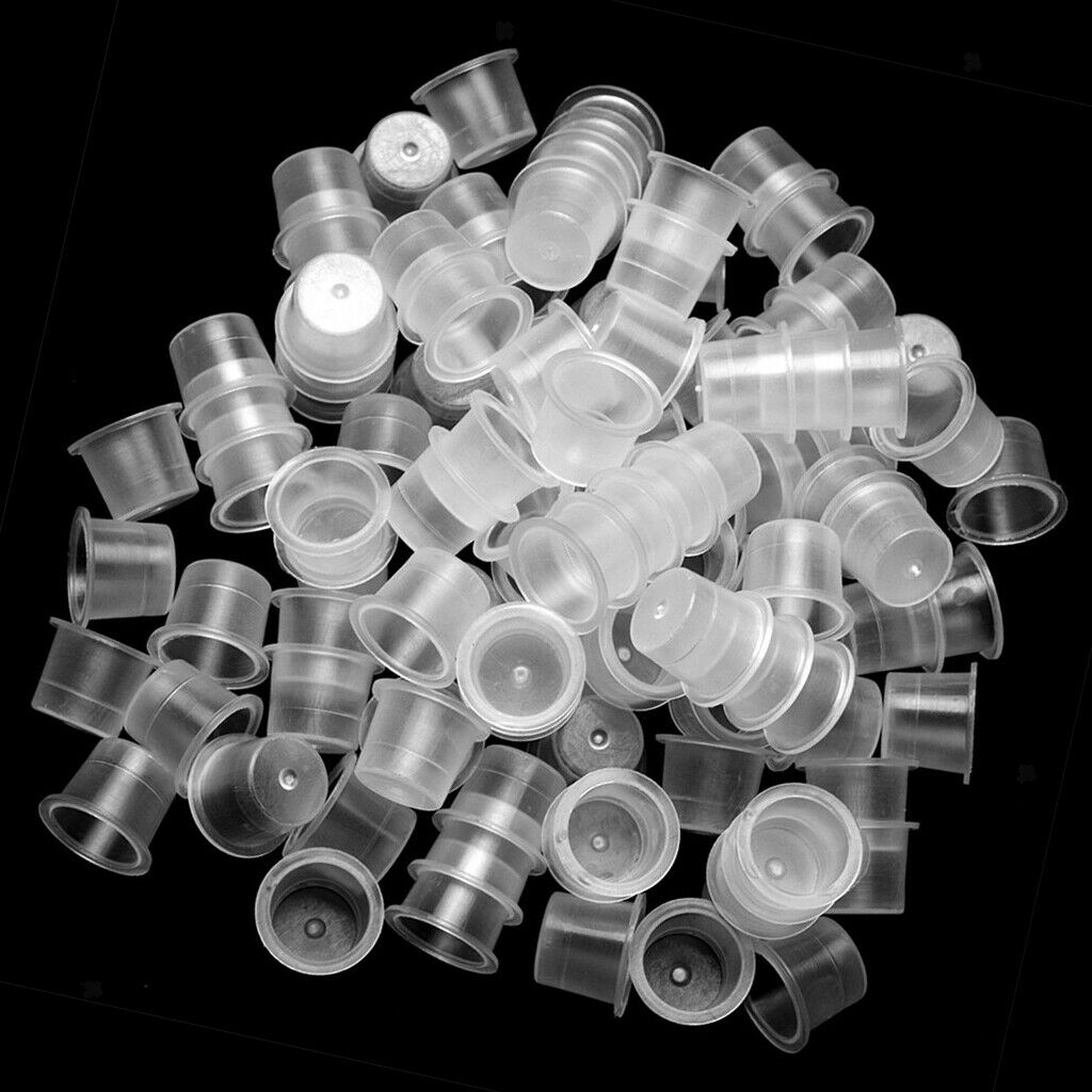 100 pcs Disposable Plastic Tattoo Cup Pot Pigment Ink Holder Tattoo Tools S