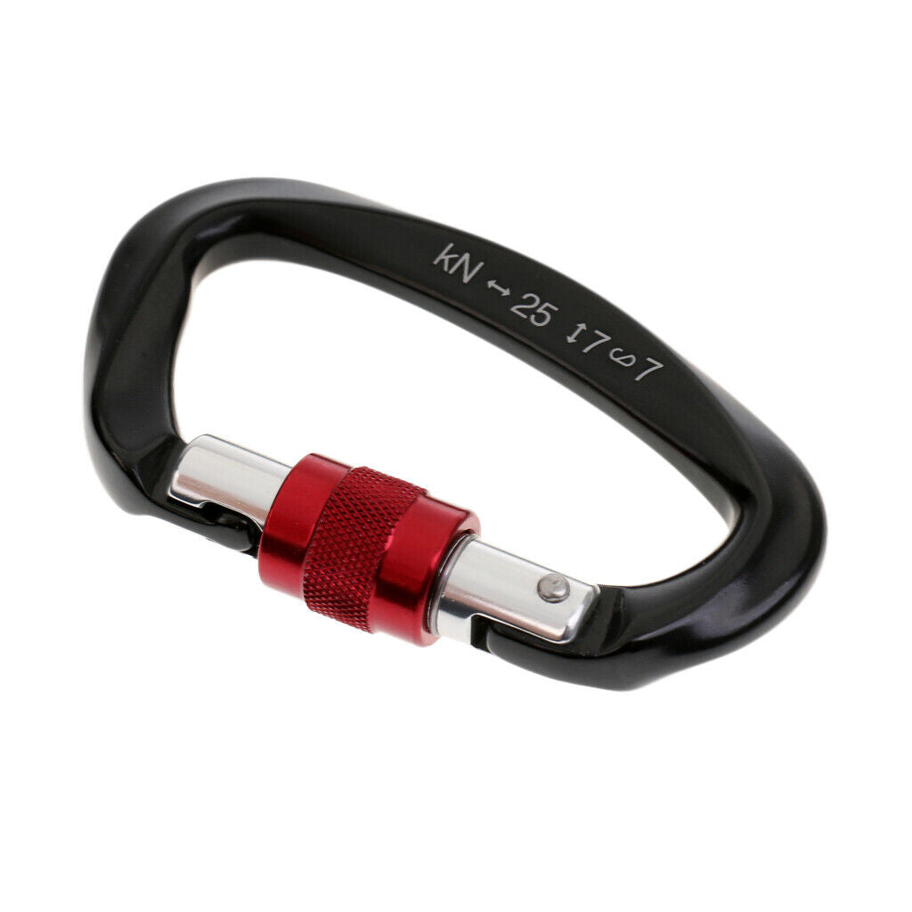 Carabiner Screw Lock Spring Link Buckle Keychain for Hiking Dog Leash Black