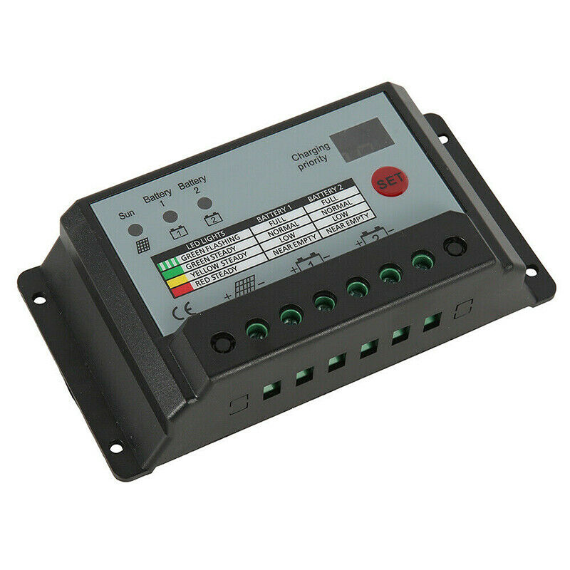 20A Dual Battery Solar Panel Charge Controller Regulator for 12V 24V Batteries