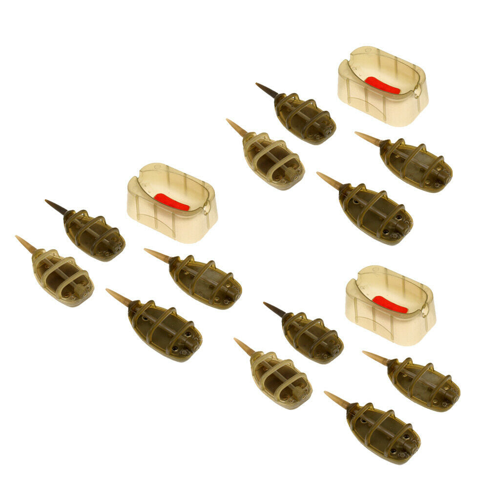 MagiDeal 12Pcs Feeder In-line Method Lures Basket Bait Trap Lead Sinker