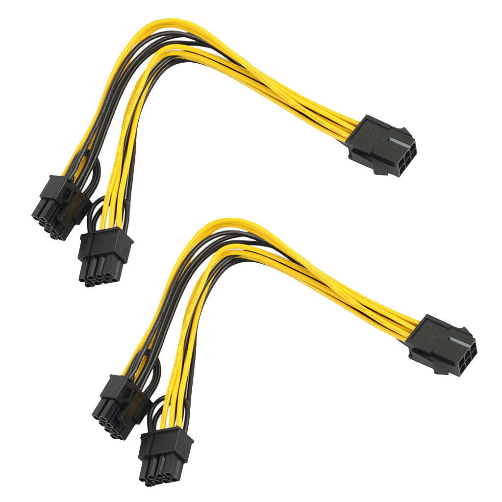 prettyia 2x 6Pin to Dual 2x 8 Pin (6+2)   Power Cable for Graphics Card