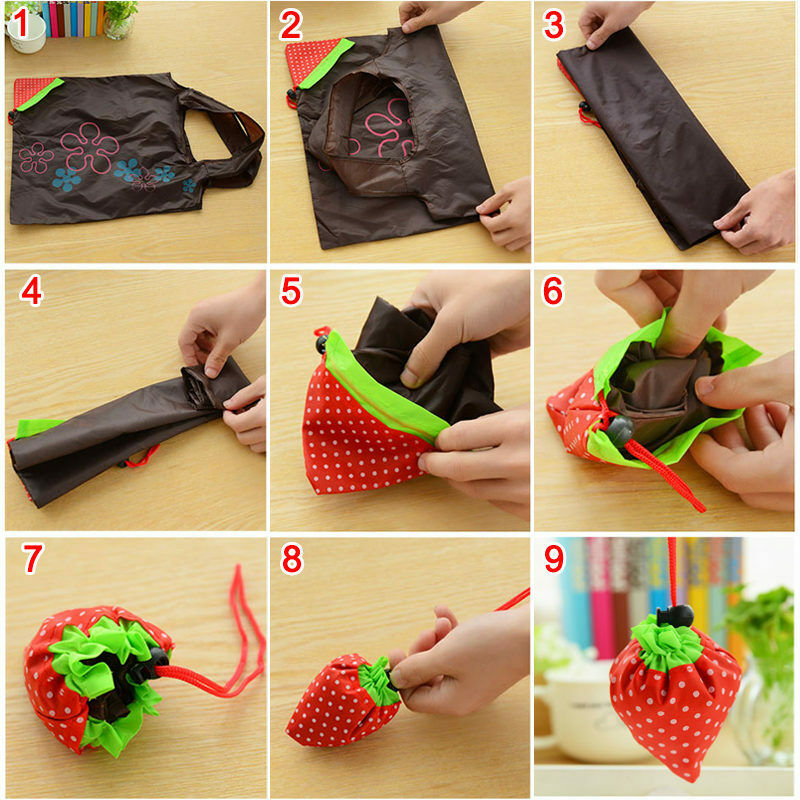 Recycle Nylon Strawberry Shopping Bag Travel Folding Reusable Tote Handbag Bags
