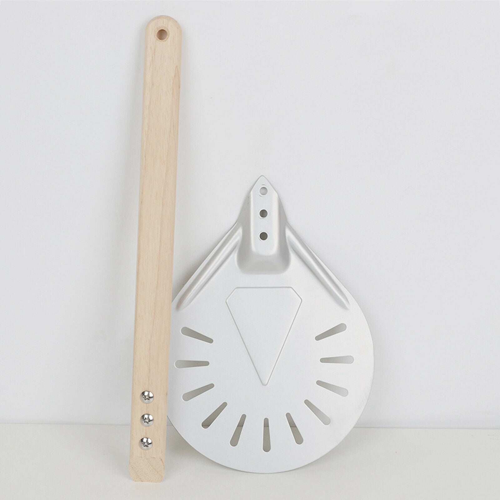 2X Aluminum Pizza Turning Peel with Wood Handle Homemade Oven Accs 7inch 60cm