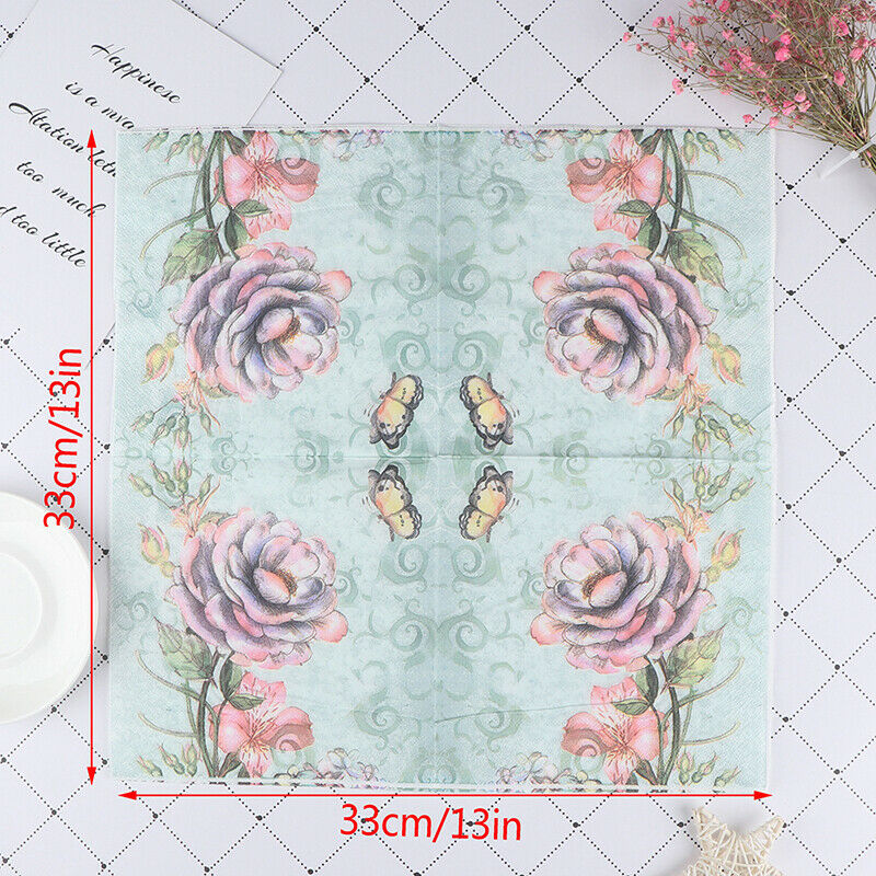 20PCS Napkins paper Decoupage Tissue Flowers Wedding Birthday DIY DecoratDD