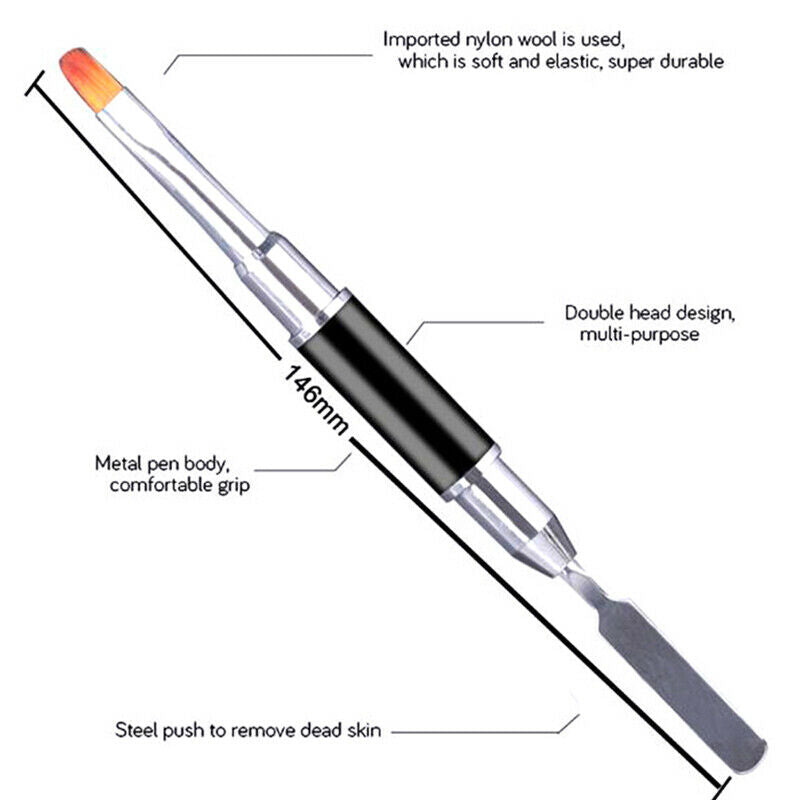 2-In-1 Double-Ended Dual-Use Nail Tool Nail Pen Poly Nail Gel Brush And Picker