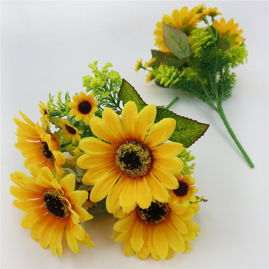 2Pcs Artificial Sunflower Yellow for Home Garden Wedding Decoration