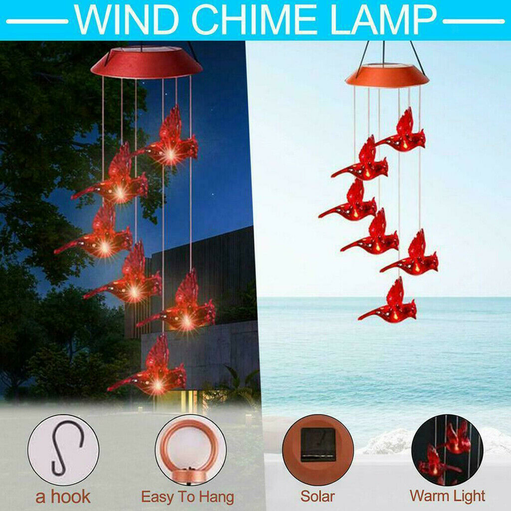 LED Solar Powered Wind Chime Light Home Yard Garden Patio Hanging Decor