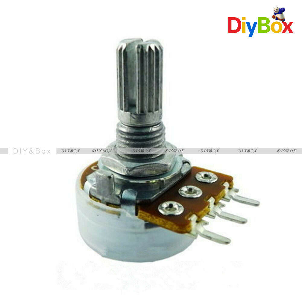 10PCS 500K Ohm B500K Knurled Shaft Linear Rotary Taper Potentiometer 15mm 3 Pins