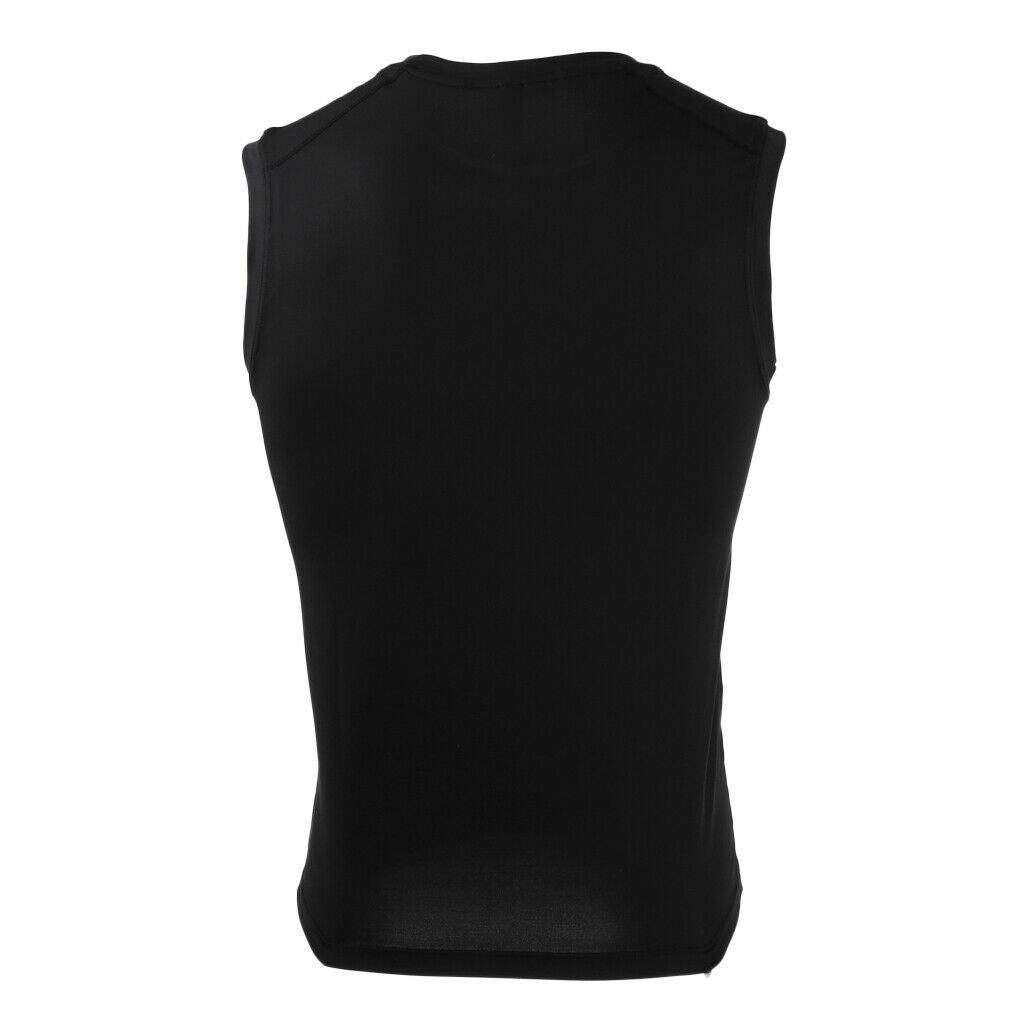 Quick Dry Gym Sleeveess Compression Shirt Sports Top T-shirt Black Red L