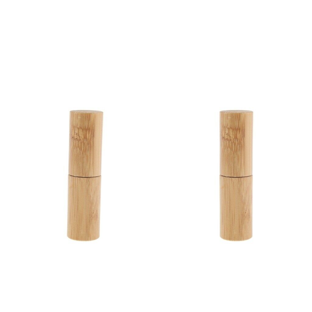 2 Pcs Handmade Bamboo Refillable Empty Essential Oil Makeup Roll on Bottle