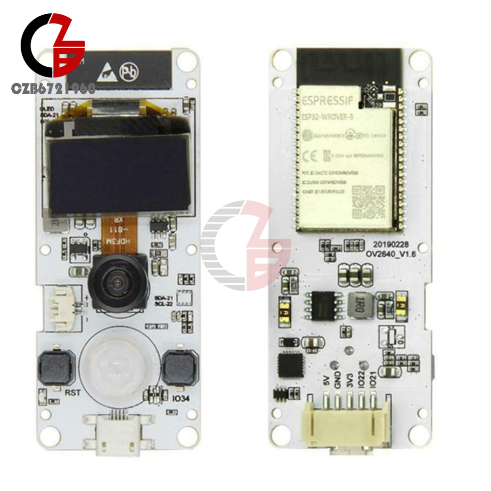 0.96" OLED T-Camera Fish-eye Lens OV2640 Board ESP32 WROVER PSRAM Camera Module