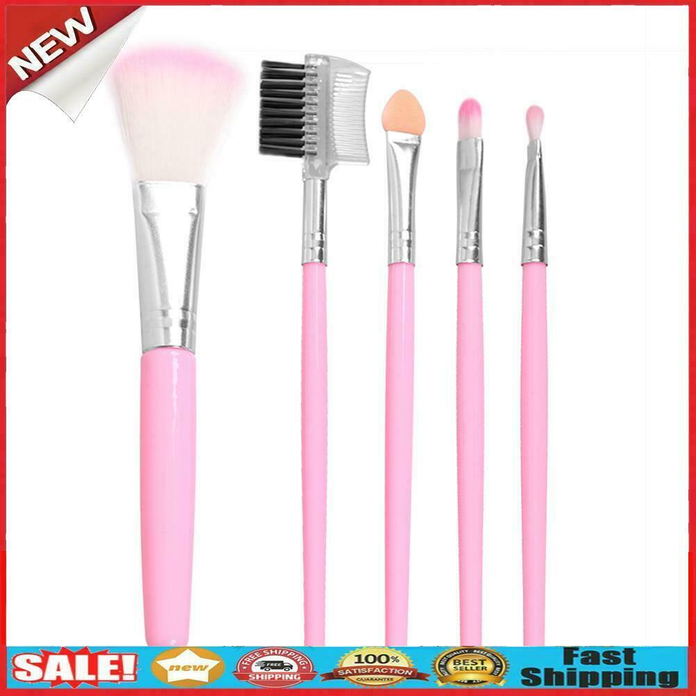 5pcs Blusher Foundation Powder Eyeshadow Eyebrow Lip Makeup Brushes Set Kit @