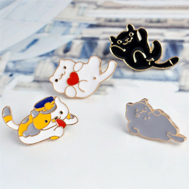4PCS/Set Enamel Cartoon Animal Cat Brooch Pin Shirt Collar Pin Women Jewel.l8