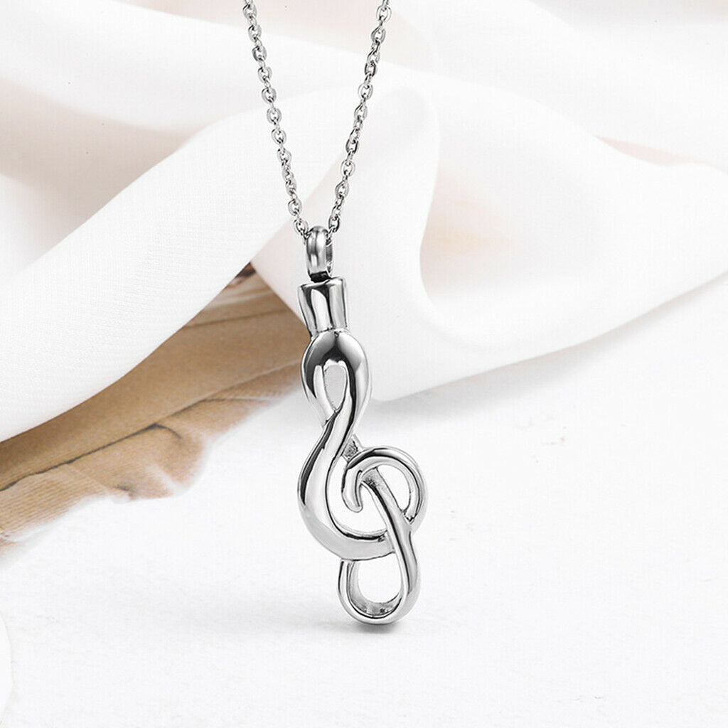 Prettyia Stainless Steel Music Note Shape Ash Urn Pendant Memorial Cremation