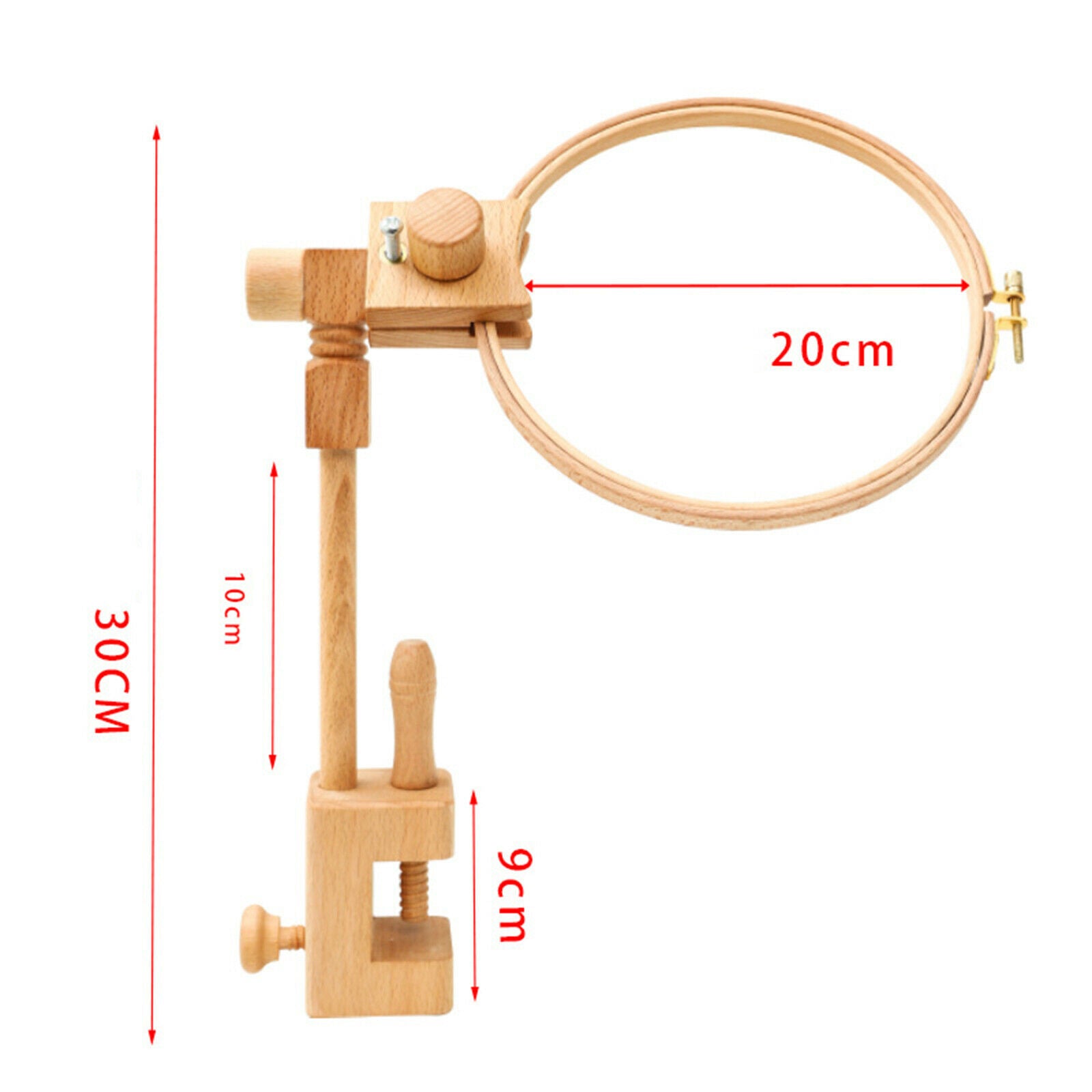 Wooden Embroidery Hoop Stand with Clamp Rack 360 Rotation Cross Stitch Frame