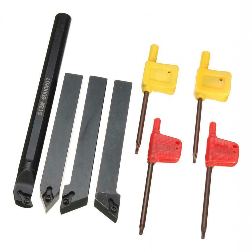 Set of 4pcs 12mm CNC Lathe Turning Tool Holder Boring Bar Set with Wrench