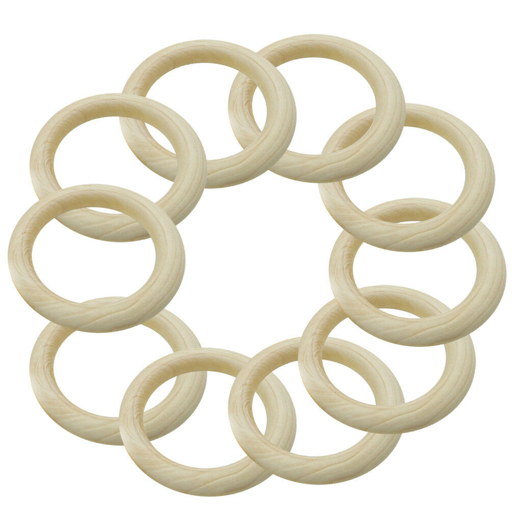 20pcs Natural Wooden Teething Rings for Baby - Necklace Bracelet DIY Crafts