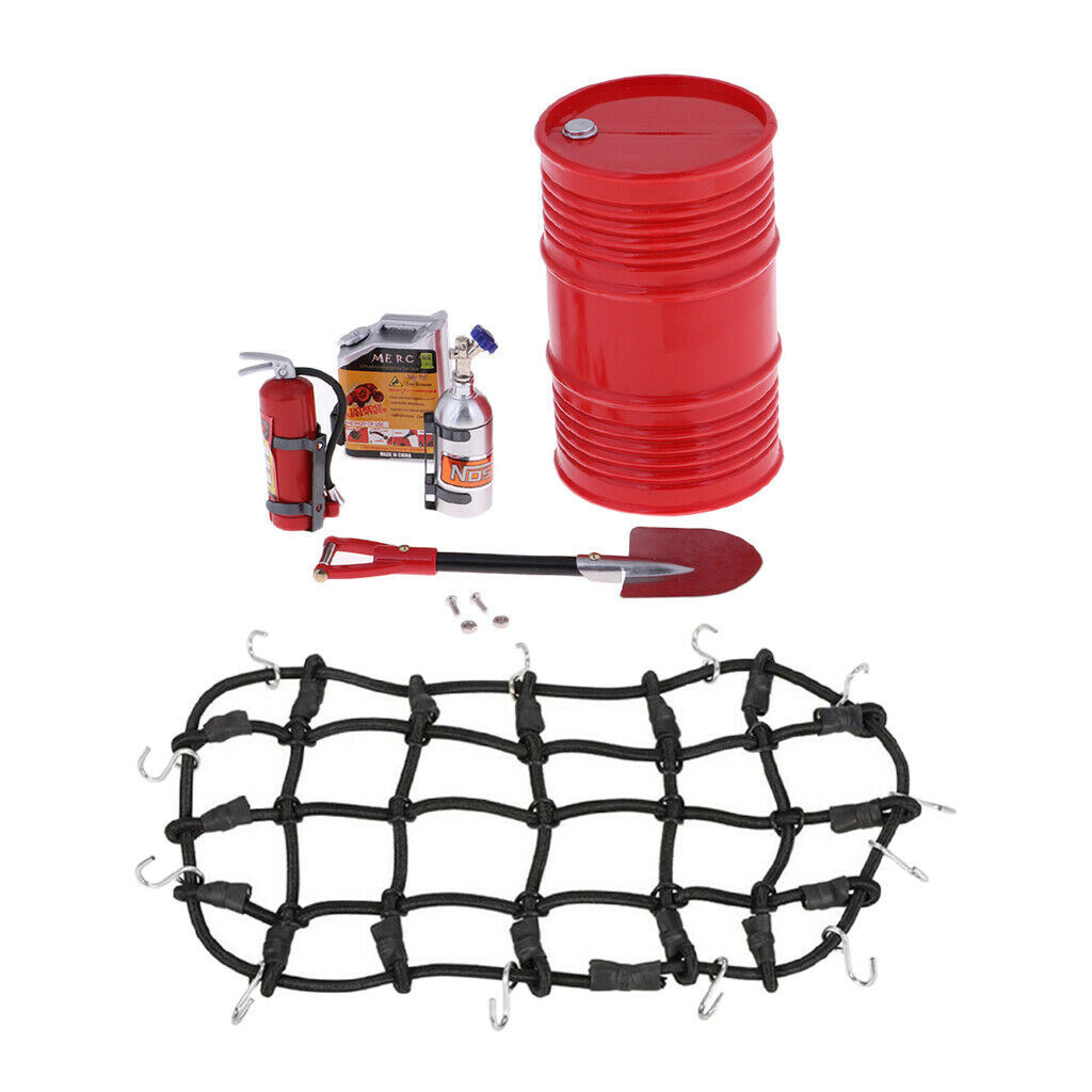1/10 RC Rock Crawler Decor Fire Extinguisher Set W/ Luggage Net for RC Car