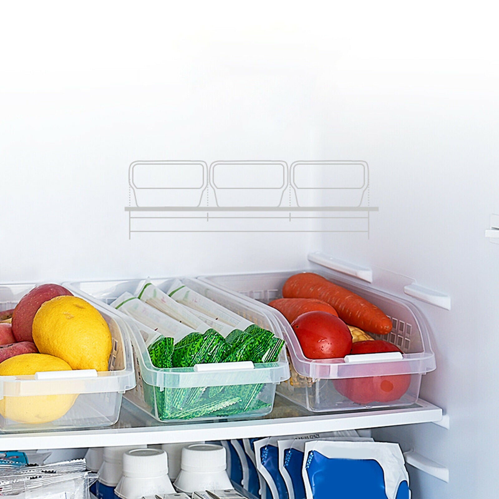Kitchen Refrigerator Organizer for fridge Cabinet Cupboard Countertops