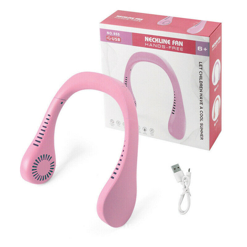 USB Portable Neck Hanging Hands-Free Fan 2 In 1 Air Cooler Usb Rechargeable