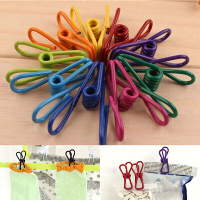 New Metal Clamp Clothes Laundry Hangers Strong Grip Washing Line Pin Pegs.l8