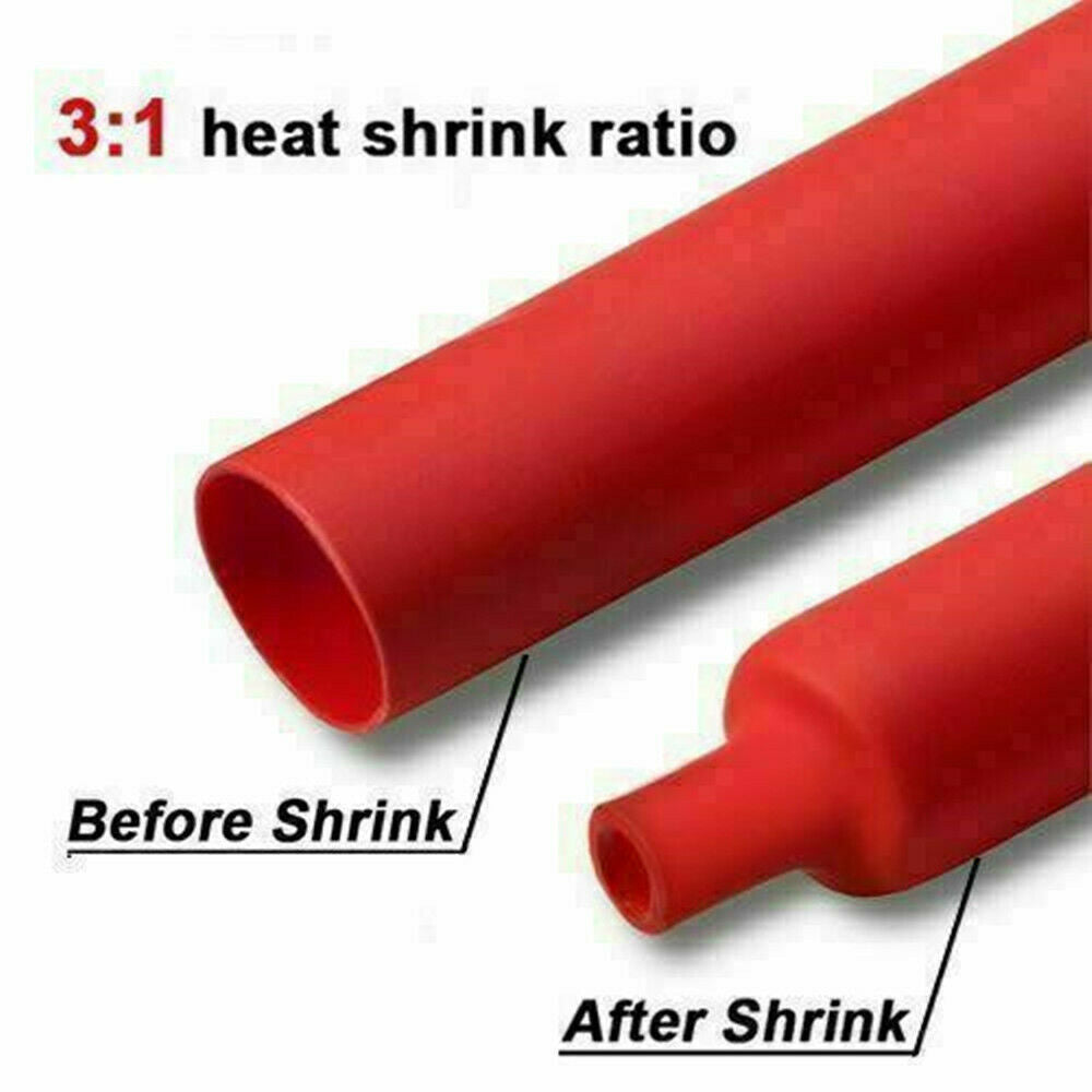(50 6" Pcs)Red Marine Heat Shrink Tubing 3:1 Dual Wall Adhesive Glue Lined 3/16"