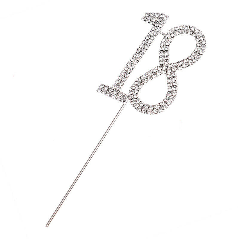 1pcs Crystal Rhinestone 18th Cake Topper Anniversary Birthday Party Decor.l8