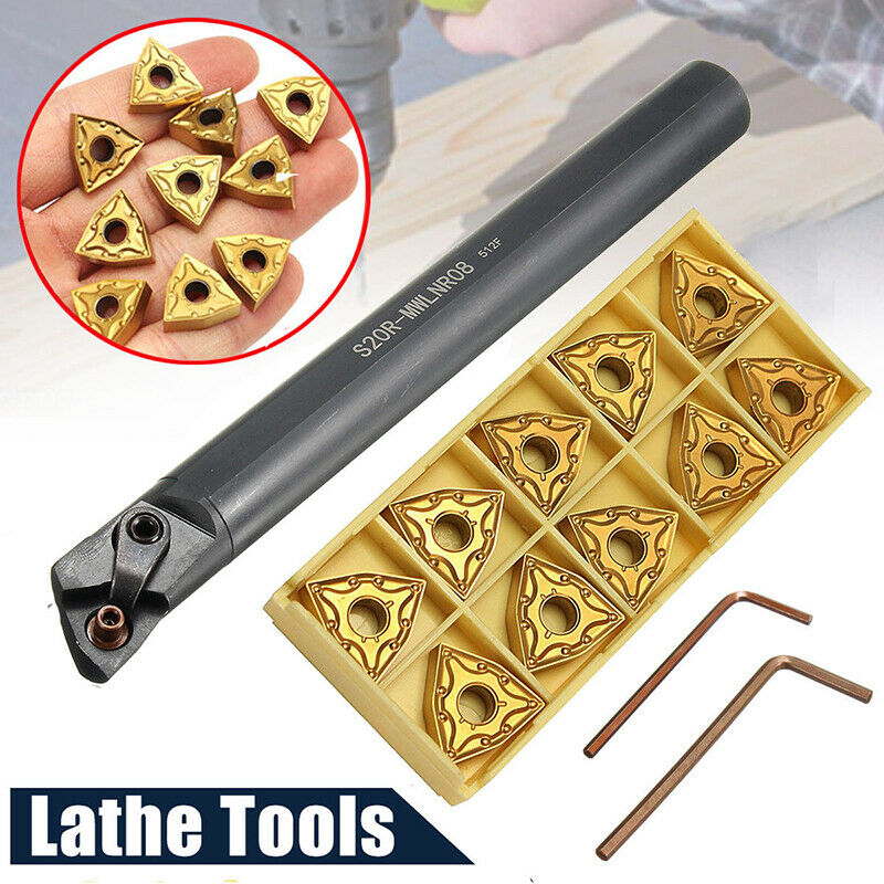 S20R-MWLNR08 20mm Lathe Turning Tool Holder With 10X WNMG0804 Carbide Ins Y1