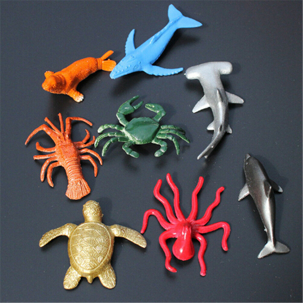 8PCS Plastic Sea Marine Animal Figures Ocean Creatures Shark Whale Kid.l8