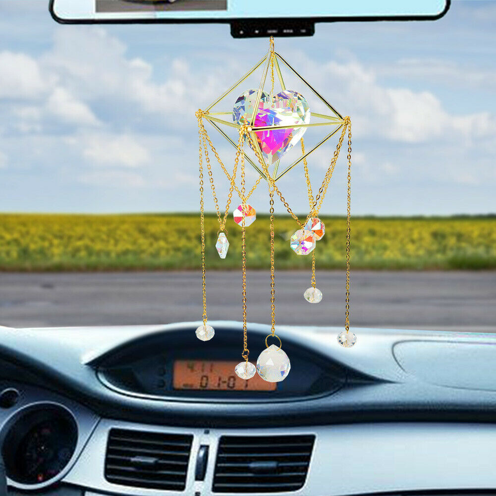 Crystal Suncatcher Love Heart Hanging Metal Pendant Home Garden Car Decor Gifts