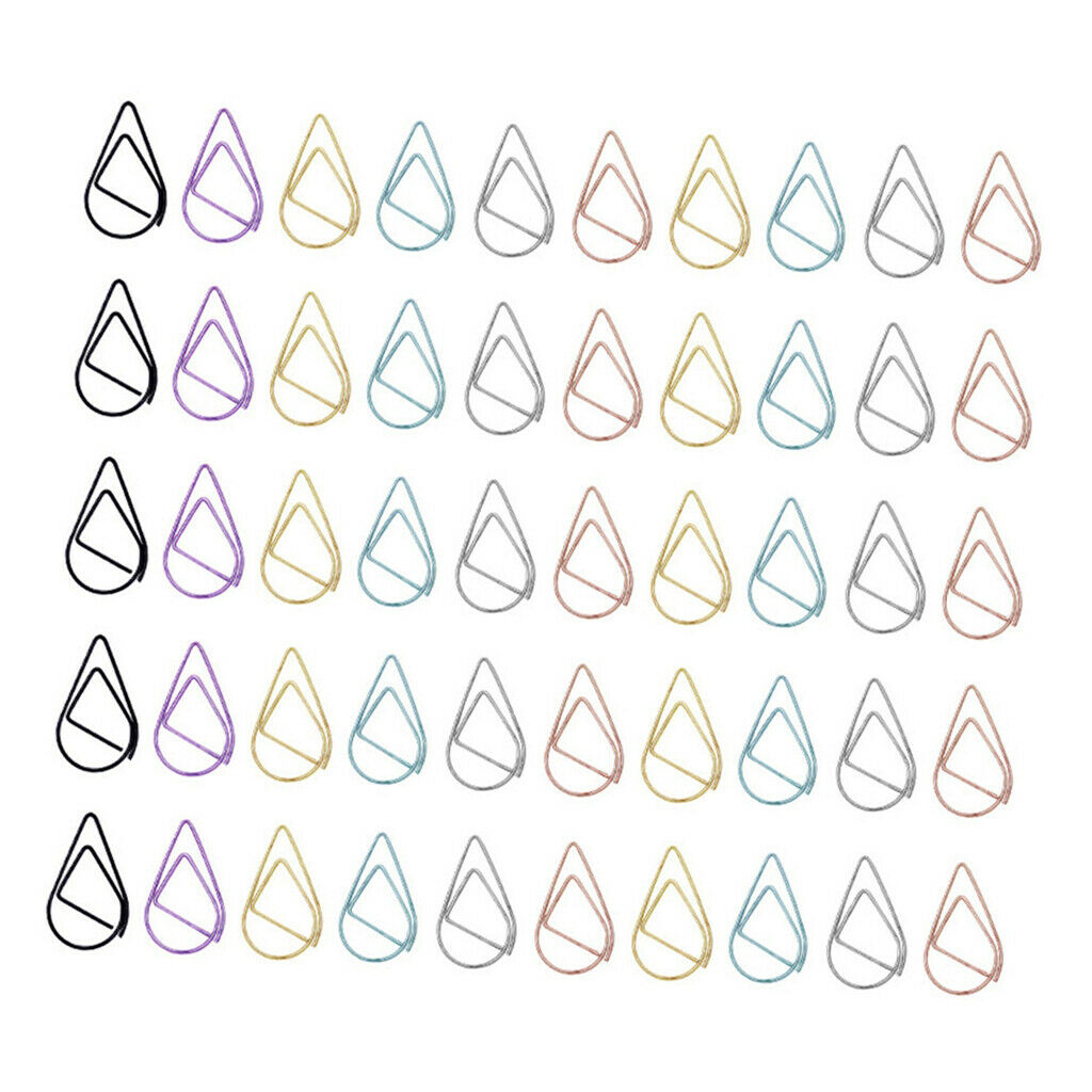 50x Paperclips Bookmark Water Drop Shape Birthday Gifts Child Stationery 34 X 20