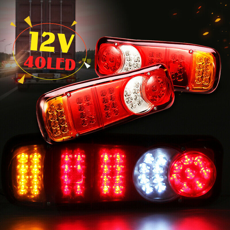 2x 12V Rear Stop 40 LED Lights Tail Indicator Lamps Trailer Truck Tipper Van +