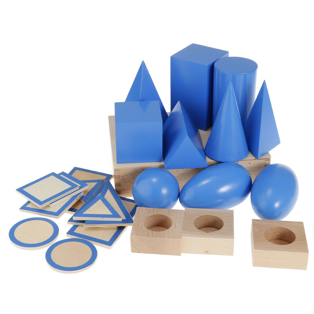 Geometric Shapes Solids Montessori Toys, Kids Toddlers Sensorial Materials,